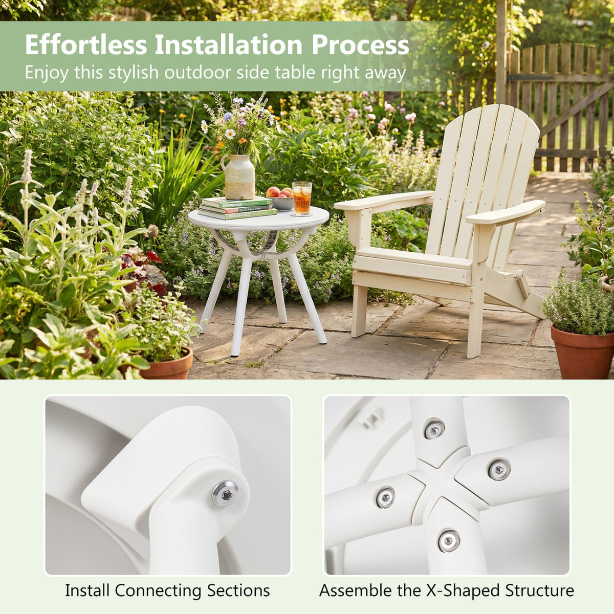 Weather-Resistant Circular End Table, Set of 2, White Patio Coffee Tables at Gallery Canada