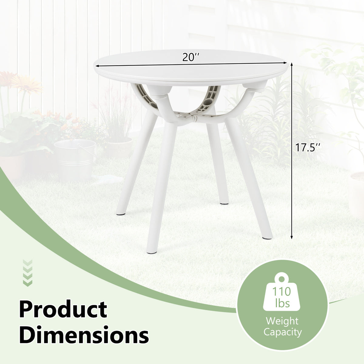 Weather-Resistant Circular End Table, Set of 2, White Patio Coffee Tables at Gallery Canada
