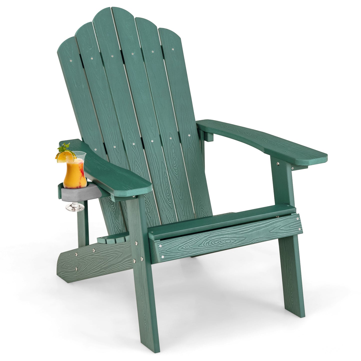 Weather Resistant HIPS Outdoor Adirondack Chair, With Cup Holder, Green Adirondack Chairs Green at Gallery Canada