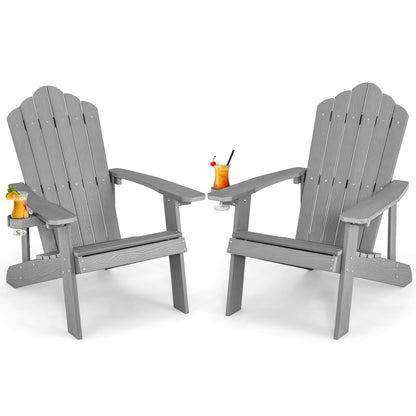 Weather Resistant HIPS Outdoor Adirondack Chair, With Cup Holder, Gray Adirondack Chairs at Gallery Canada