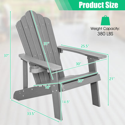 Weather Resistant HIPS Outdoor Adirondack Chair, With Cup Holder, Gray Adirondack Chairs at Gallery Canada
