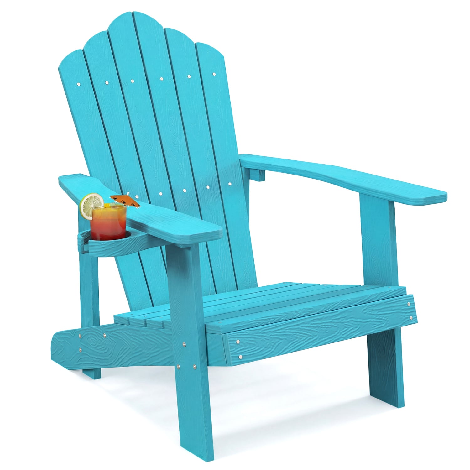 Outdoor Adirondack Chair, Weather Resistant HIPS, With Cup Holder, Turquoise Adirondack Chairs Turquoise at Gallery Canada