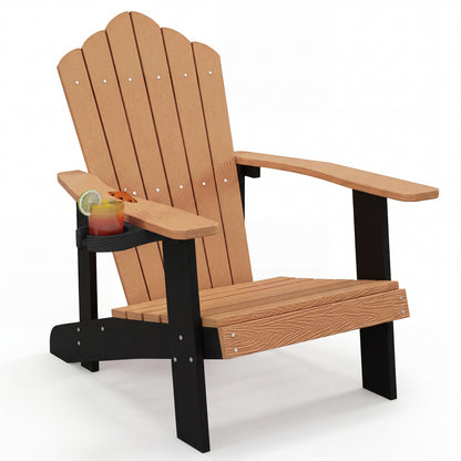 Weather Resistant HIPS Outdoor Adirondack Chair With Cup Holder, Brown Adirondack Chairs Brown at Gallery Canada