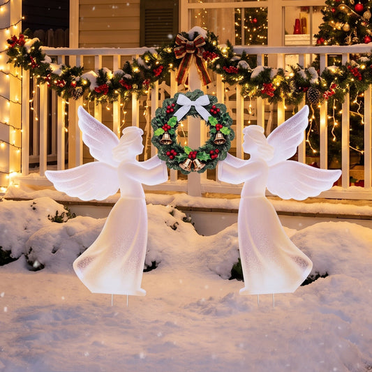 PVC Christmas Angel Decoration And Wreath Set, Pink Christmas Decor & Accessories Pink at Gallery Canada