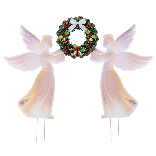 PVC Christmas Angel Decoration And Wreath Set, Pink Christmas Decor & Accessories Pink at Gallery Canada