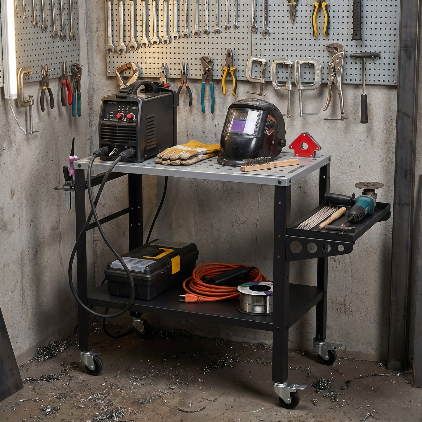 Welding Table 36x18" with Lockable Wheels and 144 Fixture Holes and Tool Slots Garages at Gallery Canada