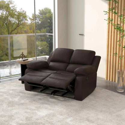 PU Leather Manual Recliner Sofa, Double Loveseat with Footrest, Brown 2-Seater Sofas at Gallery Canada