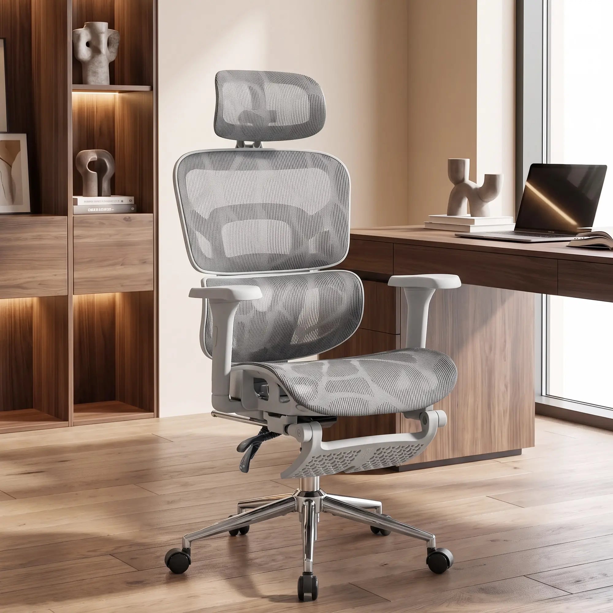 Ergonomic Office Chair, Mesh Reclining, Grey Task Chairs at Gallery Canada