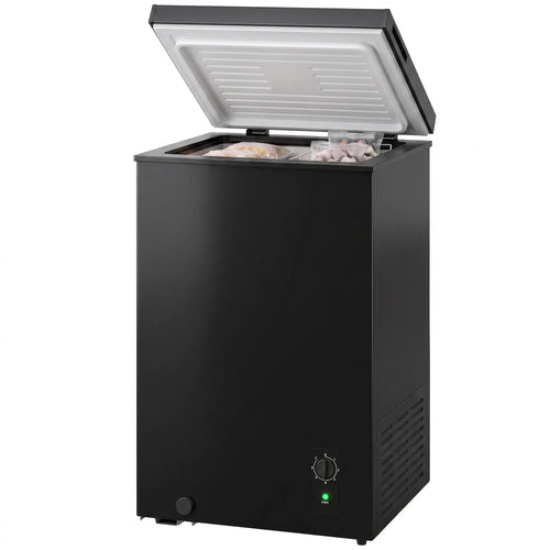 Mini Freezer, 3.5 Cu.Ft Chest Freezer, 7-Setting Thermostat, Wire Basket, Black