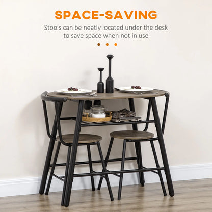 3-Piece Oval Dining Table Set, 2 Chairs, Metal Frame, 35.4" x 19.7" x 29.5" Bar Sets at Gallery Canada