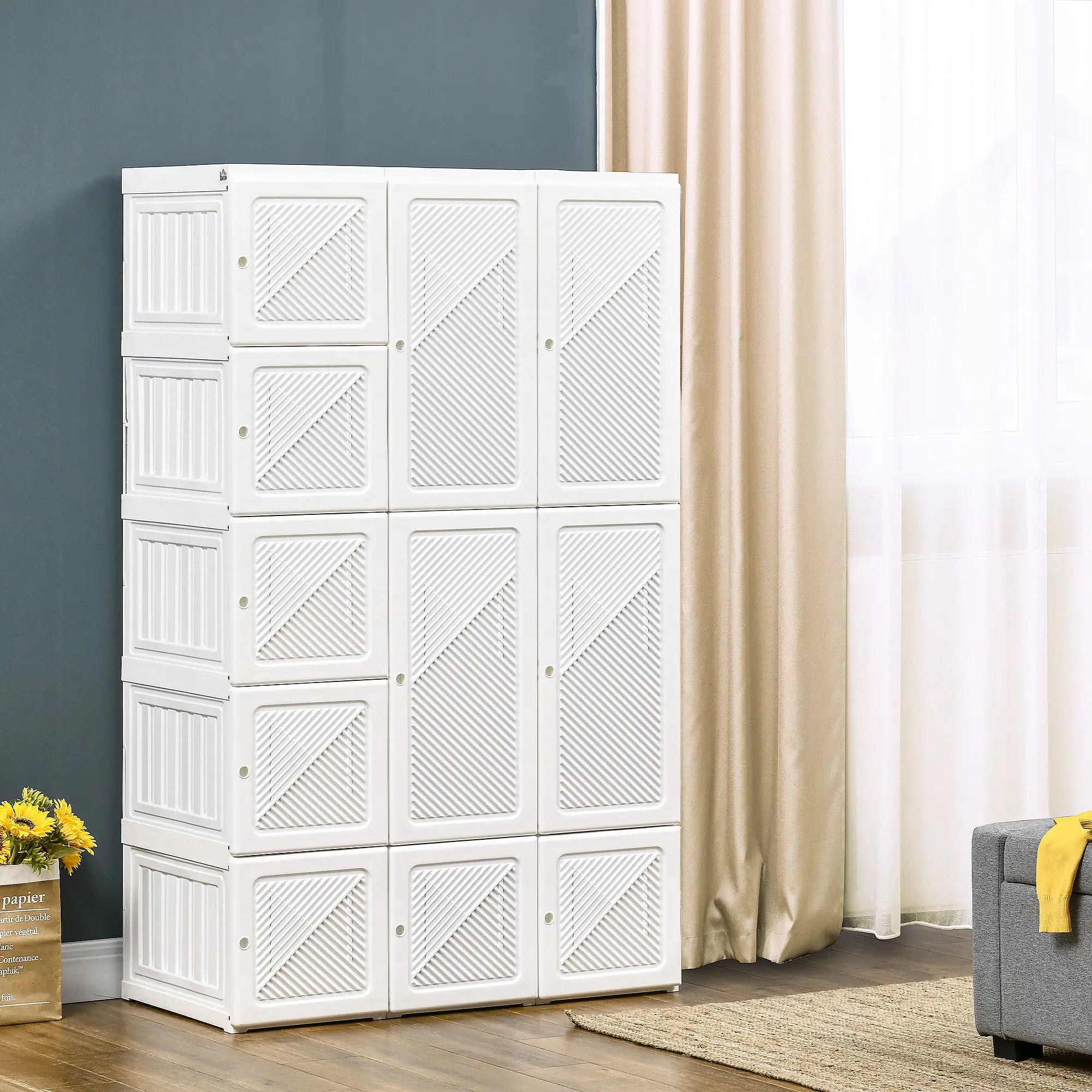 Portable Wardrobe Closet, 8 Cube Compartments, White Clothing Storage at Gallery Canada