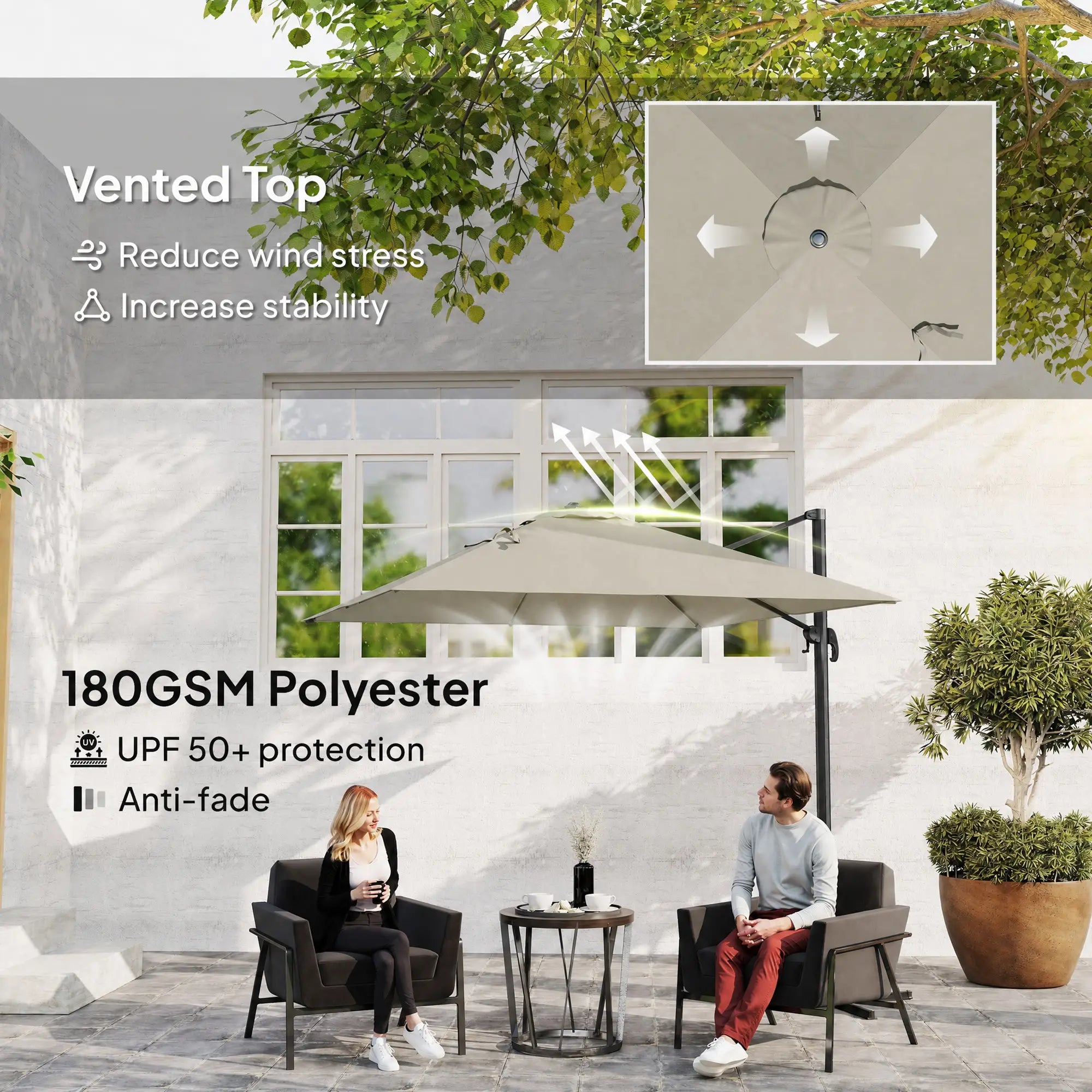 8 FT Aluminum Cantilever Patio Umbrella, 360° Rotation, Dark Grey Offset Cantilever Umbrellas at Gallery Canada