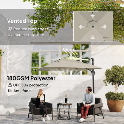 8 FT Aluminum Cantilever Patio Umbrella, 360° Rotation, Dark Grey Offset Cantilever Umbrellas at Gallery Canada