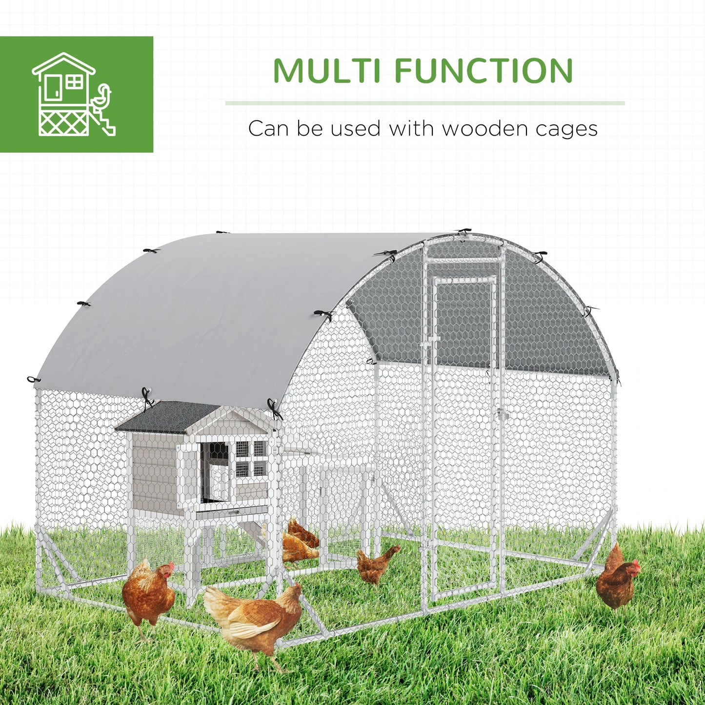 Large Metal Chicken Coop, Walk-in Enclosure, 9.2' x 6.2' x 6.5', Silver Chicken Coops at Gallery Canada