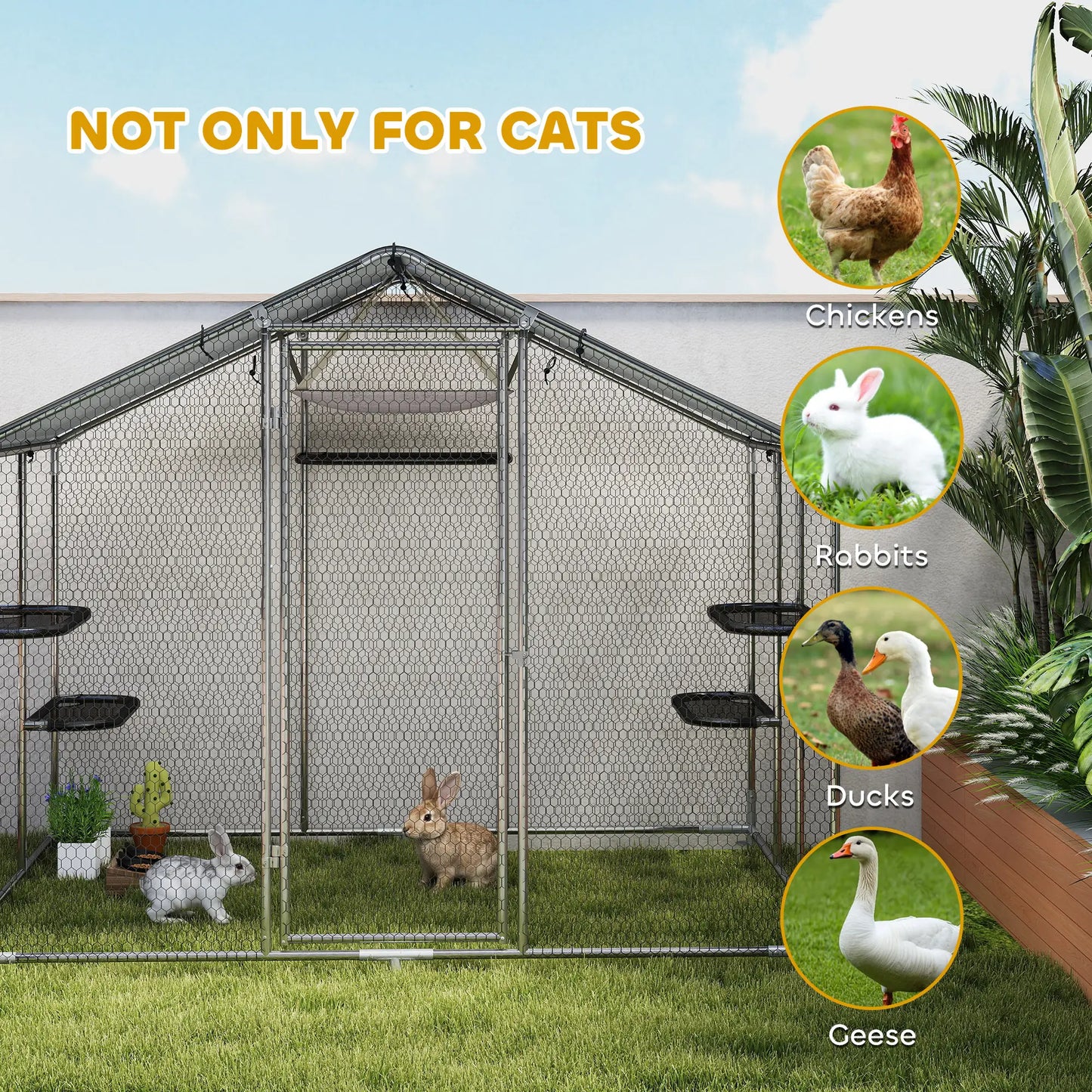 Large Catio Outdoor Cat Enclosure, Waterproof Cover, 94.5" W, Walk-in Patio Outdoor Cat Enclosures at Gallery Canada