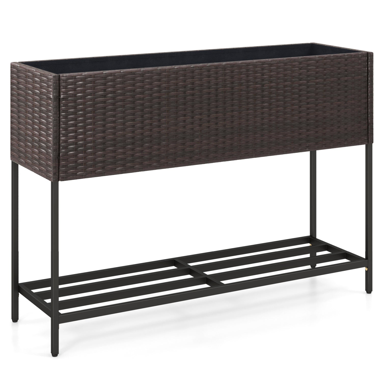 Wicker Raised Garden Bed, 4x2 Feet, With Storage Shelf, Drainage Gaps, Brown Raised Garden Beds at Gallery Canada