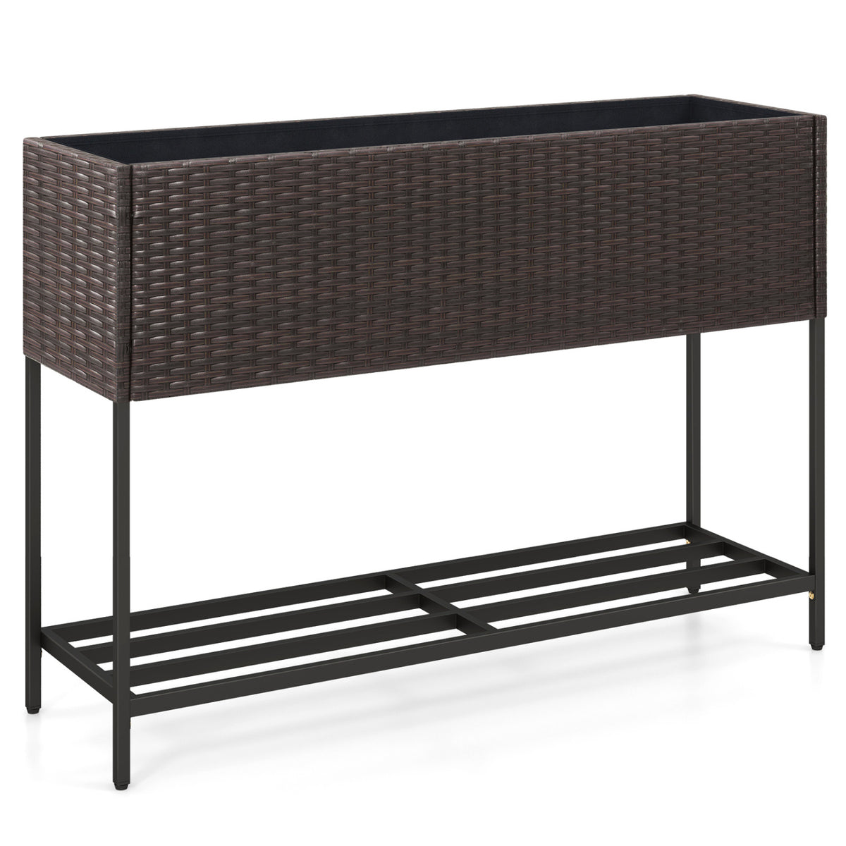 Wicker Raised Garden Bed, 4x2 Feet, With Storage Shelf, Drainage Gaps, Brown Raised Garden Beds at Gallery Canada