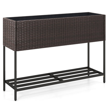 Wicker Raised Garden Bed, 4x2 Feet, With Storage Shelf, Drainage Gaps, Brown Raised Garden Beds at Gallery Canada