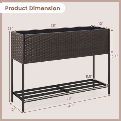 Wicker Raised Garden Bed, 4x2 Feet, With Storage Shelf, Drainage Gaps, Brown Raised Garden Beds at Gallery Canada