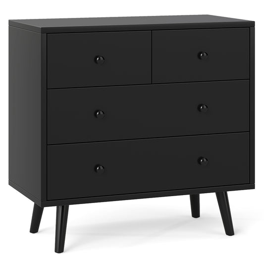 Wide Wooden Dresser with 4 Drawers for Bedroom Living Room, Black Dressers & Chests Black at Gallery Canada