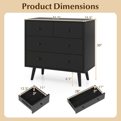 Wide Wooden Dresser with 4 Drawers for Bedroom Living Room, Black Dressers & Chests at Gallery Canada