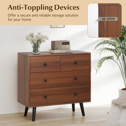 Wide Wooden Dresser with 4 Drawers for Bedroom Living Room, Walnut Dressers & Chests at Gallery Canada