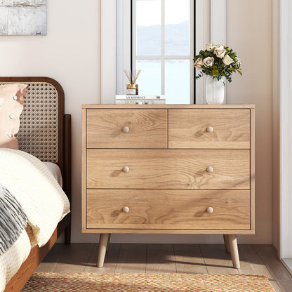 Wide Wooden Dresser with 4 Drawers for Bedroom Living Room, Natural Dressers & Chests at Gallery Canada