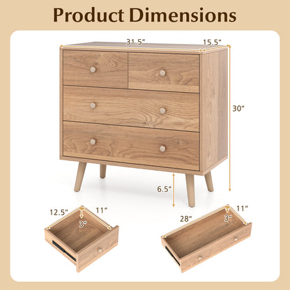 Wide Wooden Dresser with 4 Drawers for Bedroom Living Room, Natural Dressers & Chests at Gallery Canada