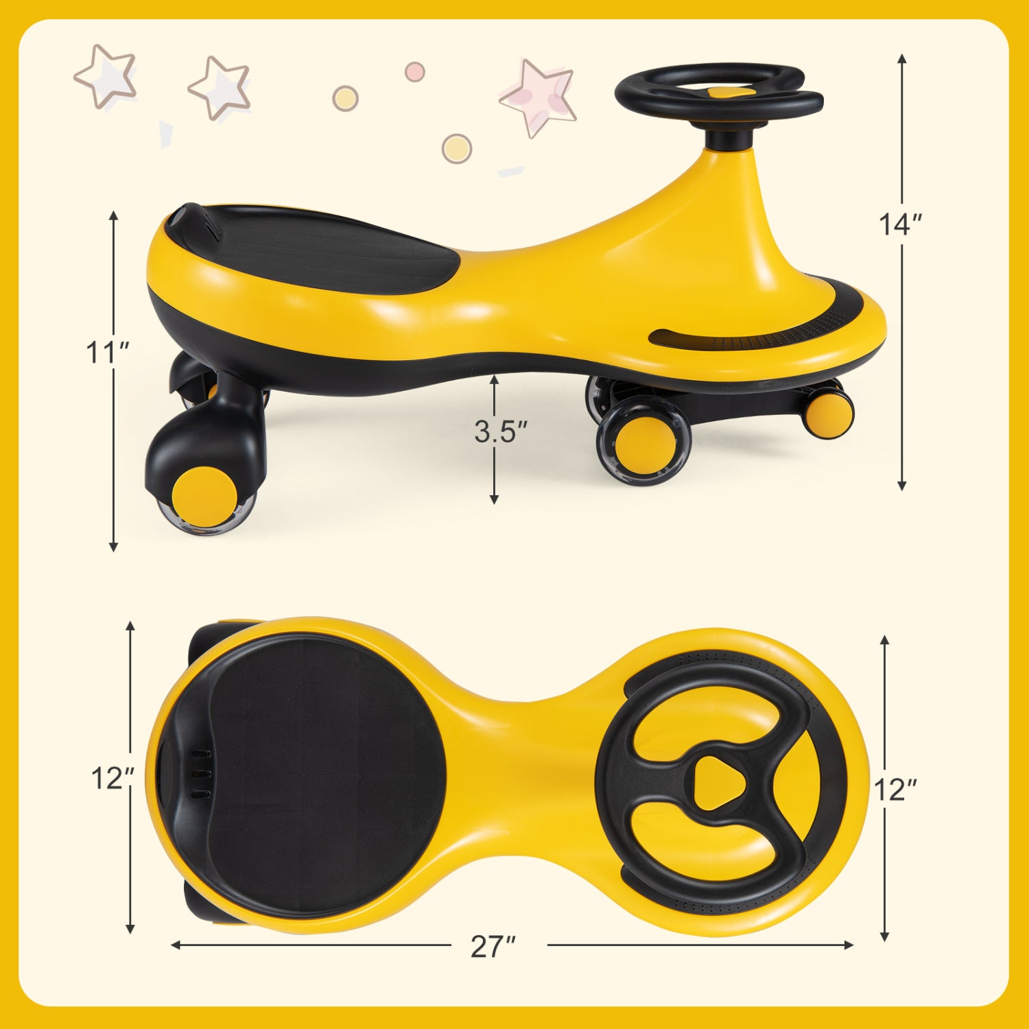 Wiggle Car Ride-On Toy, Flashing Wheels, Yellow Push & Pedal Ride On Toys at Gallery Canada