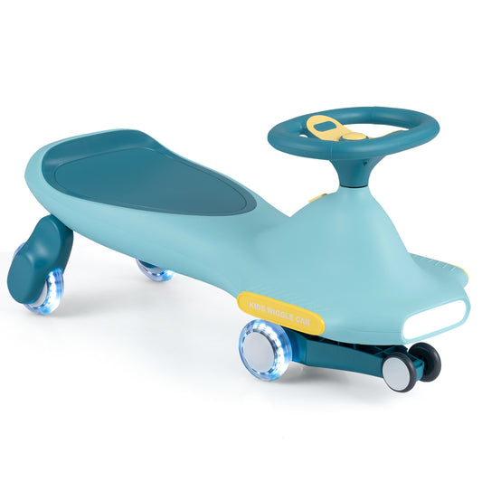 Kids Wiggle Car with LED Flashing Wheels, Blue Push & Pedal Ride On Toys Blue at Gallery Canada