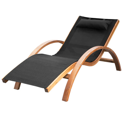 Wood Chaise Lounge Chair Recliner, Outdoor Patio Camping, Teak Black, Black Lounger Chairs Teak, Black at Gallery Canada