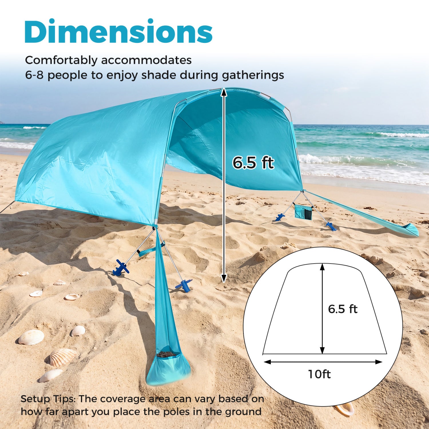 Wind Powered Beach Tent, Portable Sun Shelter Canopy, Blue Tents at Gallery Canada