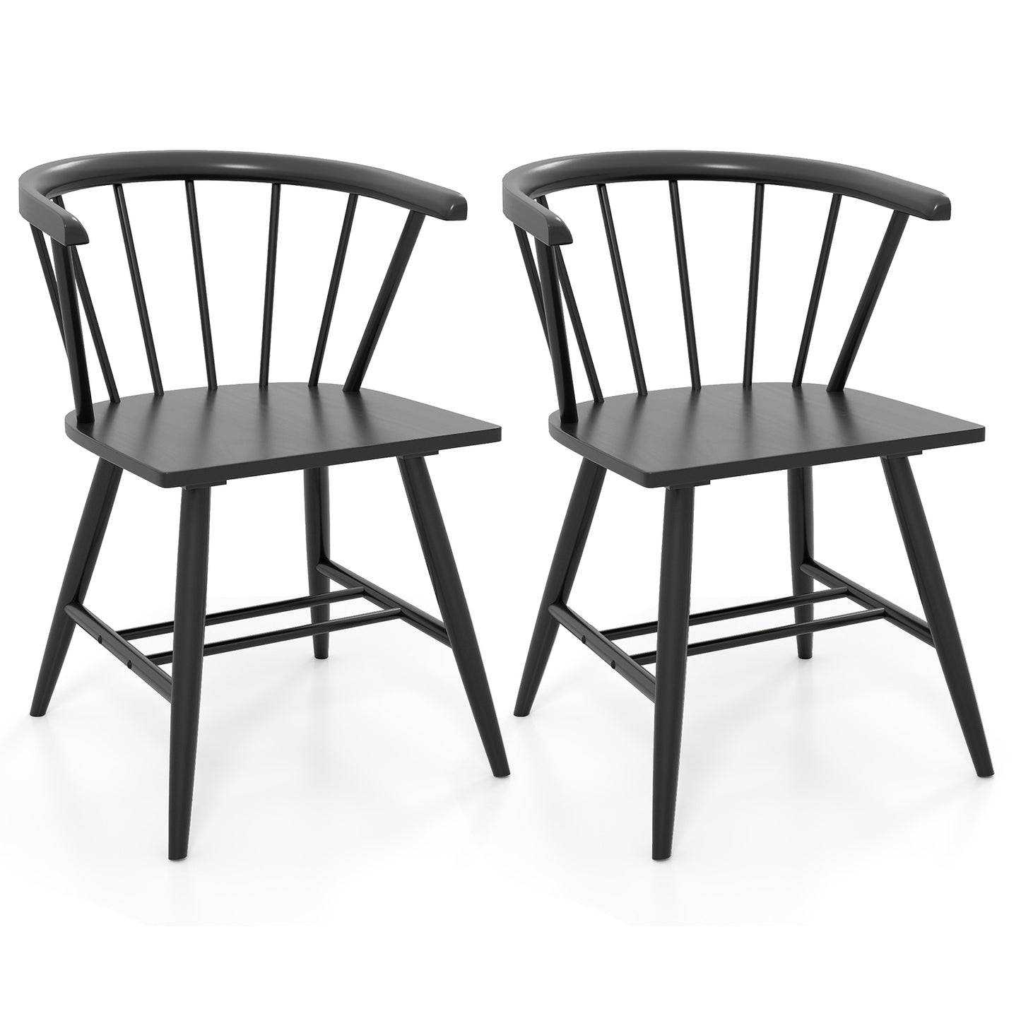 Mid-Century Modern Dining Chair Set Of 2, Black Dining Chairs Black at Gallery Canada