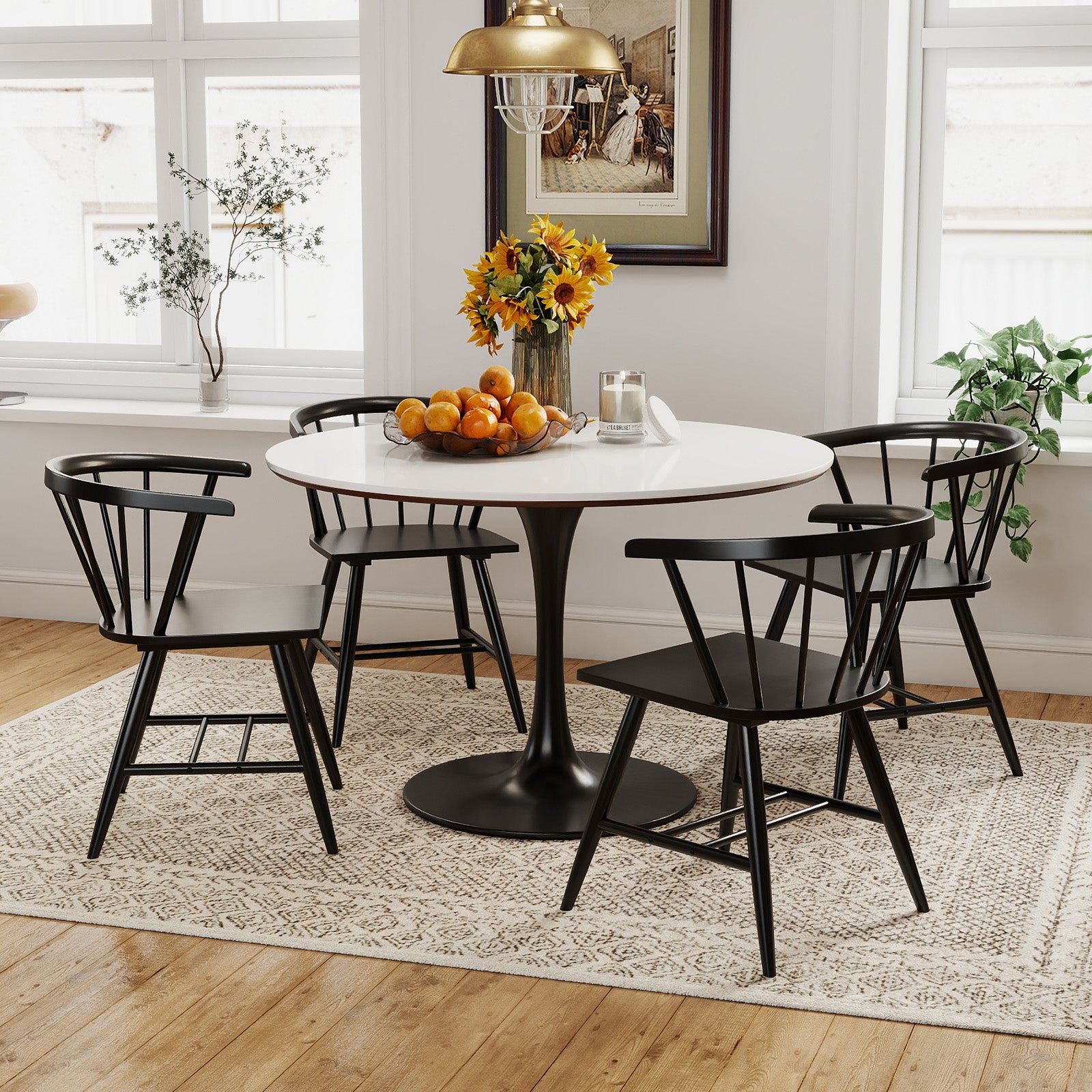 Mid-Century Modern Dining Chair Set Of 2, Black Dining Chairs at Gallery Canada