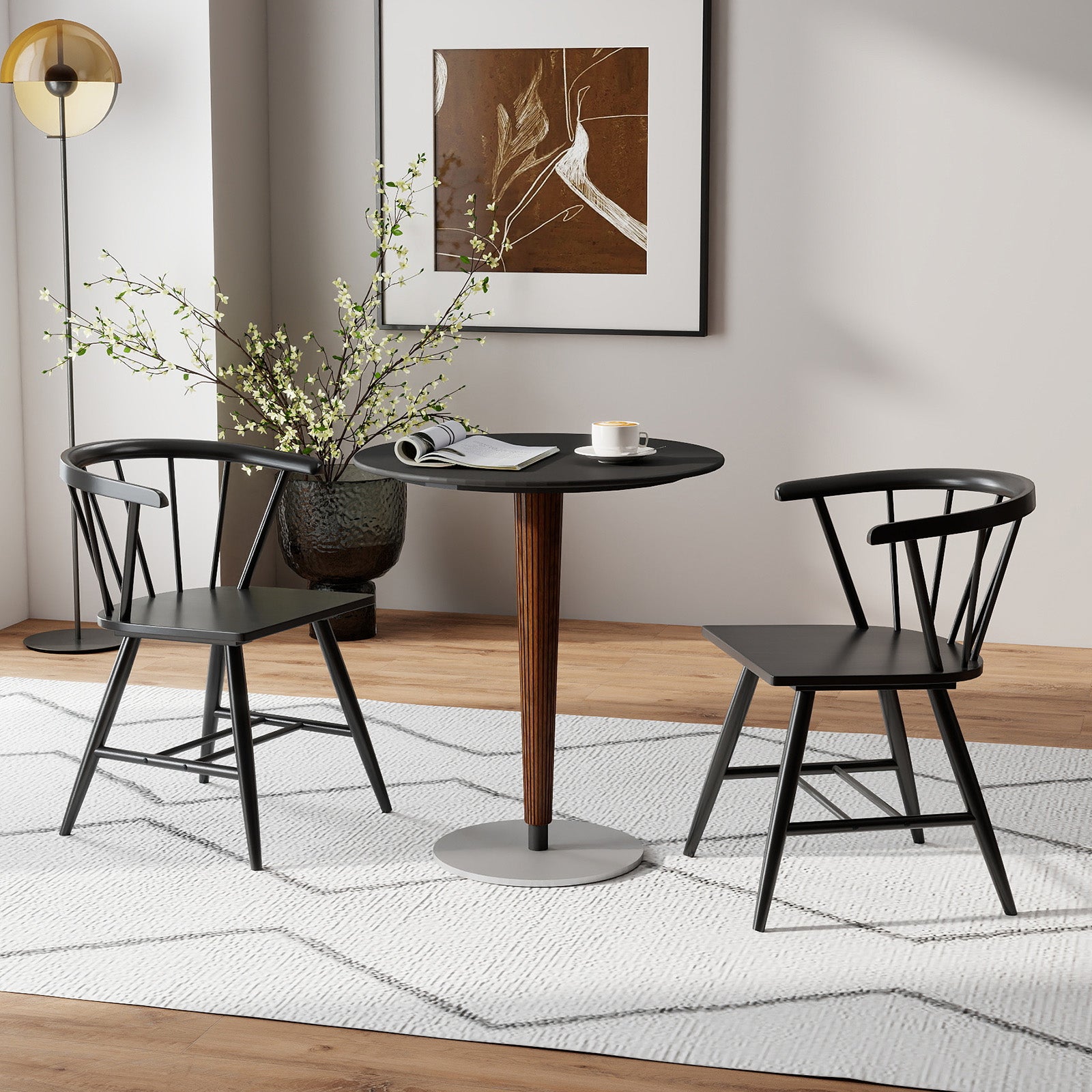 Mid-Century Modern Dining Chair Set Of 2, Black Dining Chairs at Gallery Canada