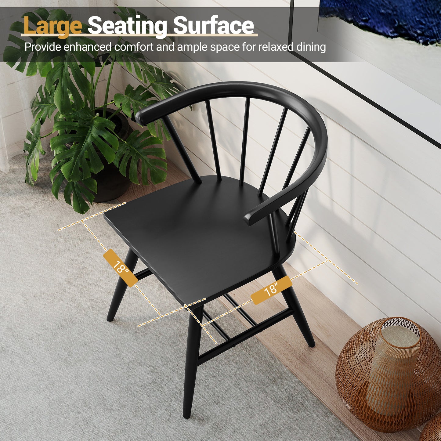 Mid-Century Modern Dining Chair Set Of 2, Black Dining Chairs at Gallery Canada