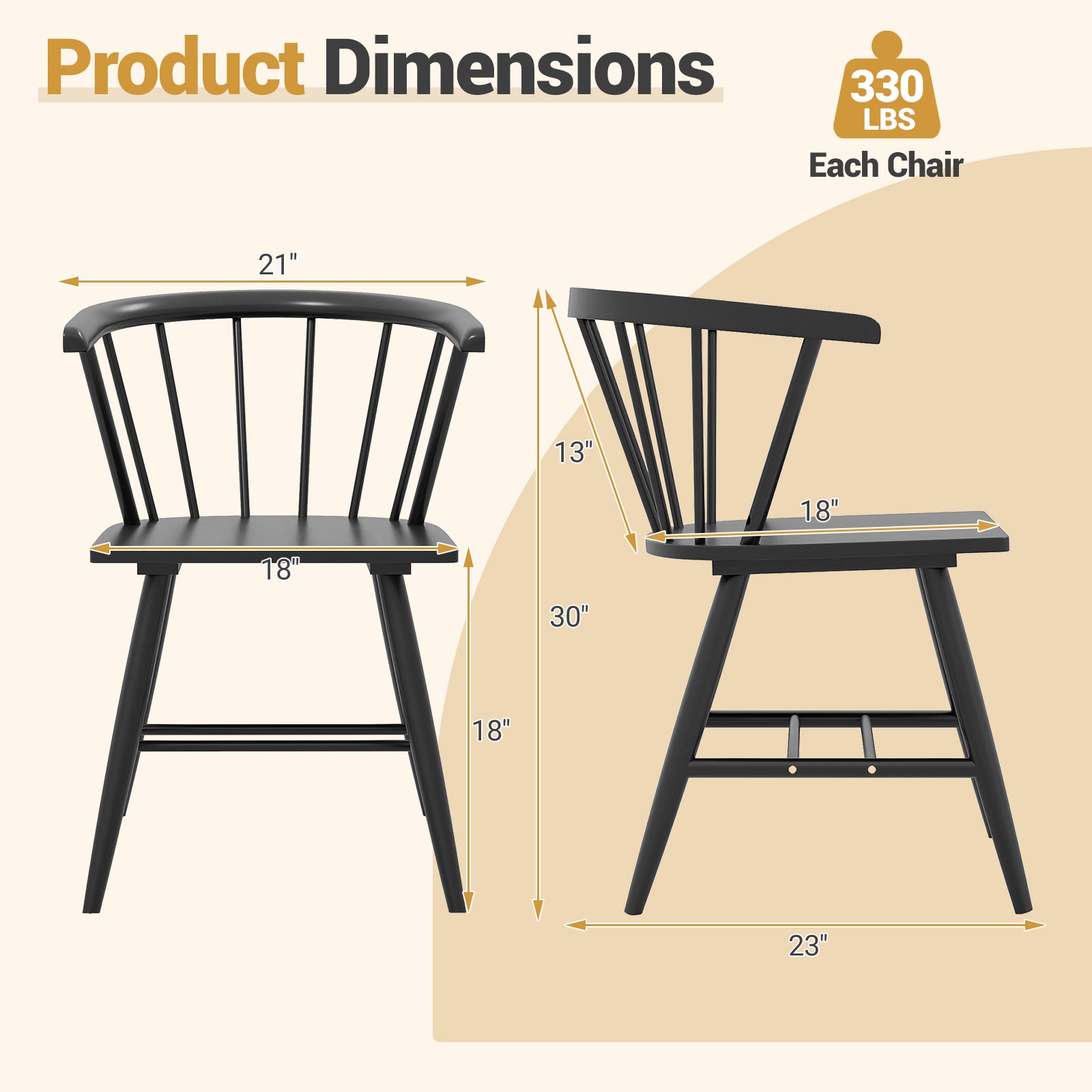 Mid-Century Modern Dining Chair Set Of 2, Black Dining Chairs at Gallery Canada