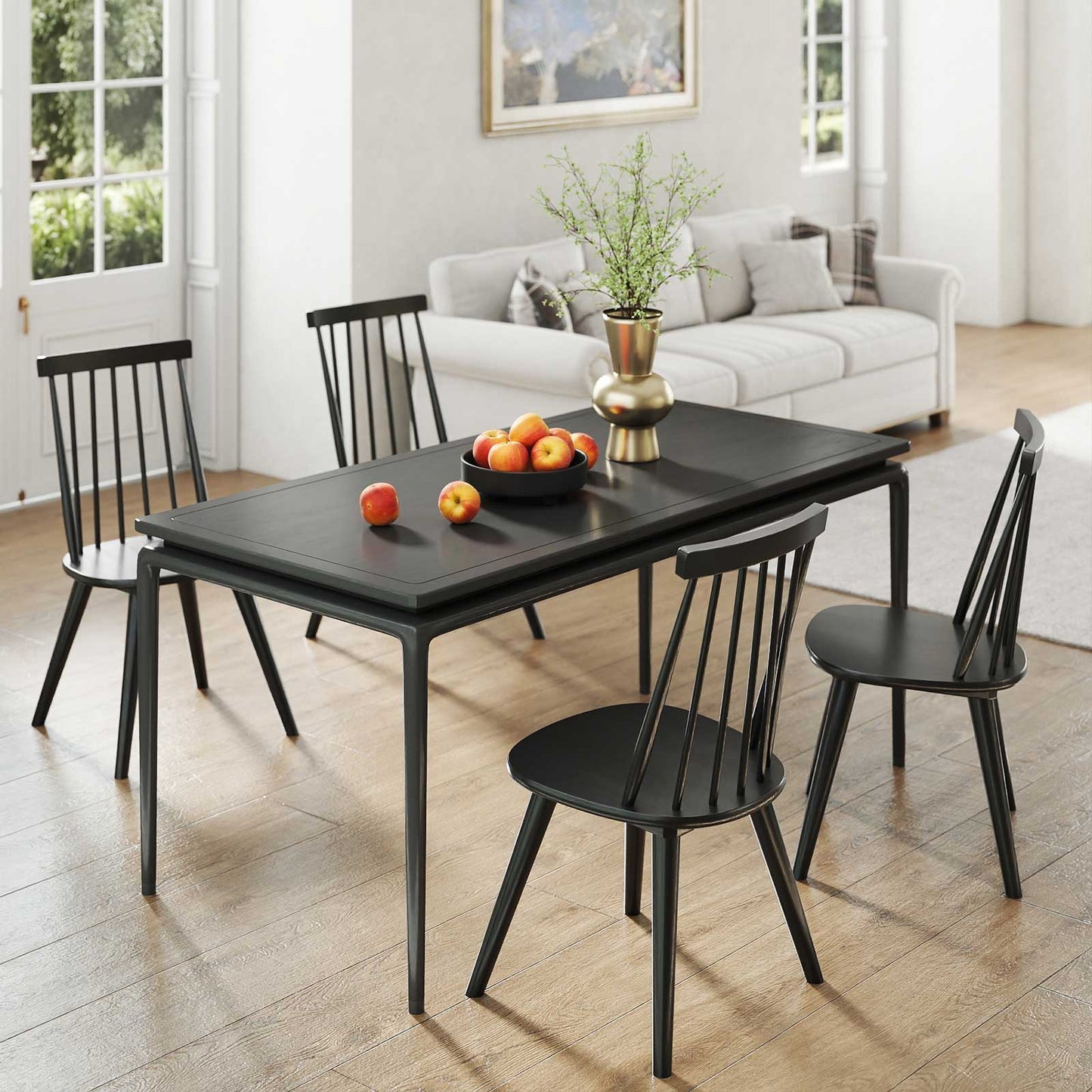 Windsor Dining Chair Set of 2, Solid Rubber Wood, Black Dining Chairs at Gallery Canada