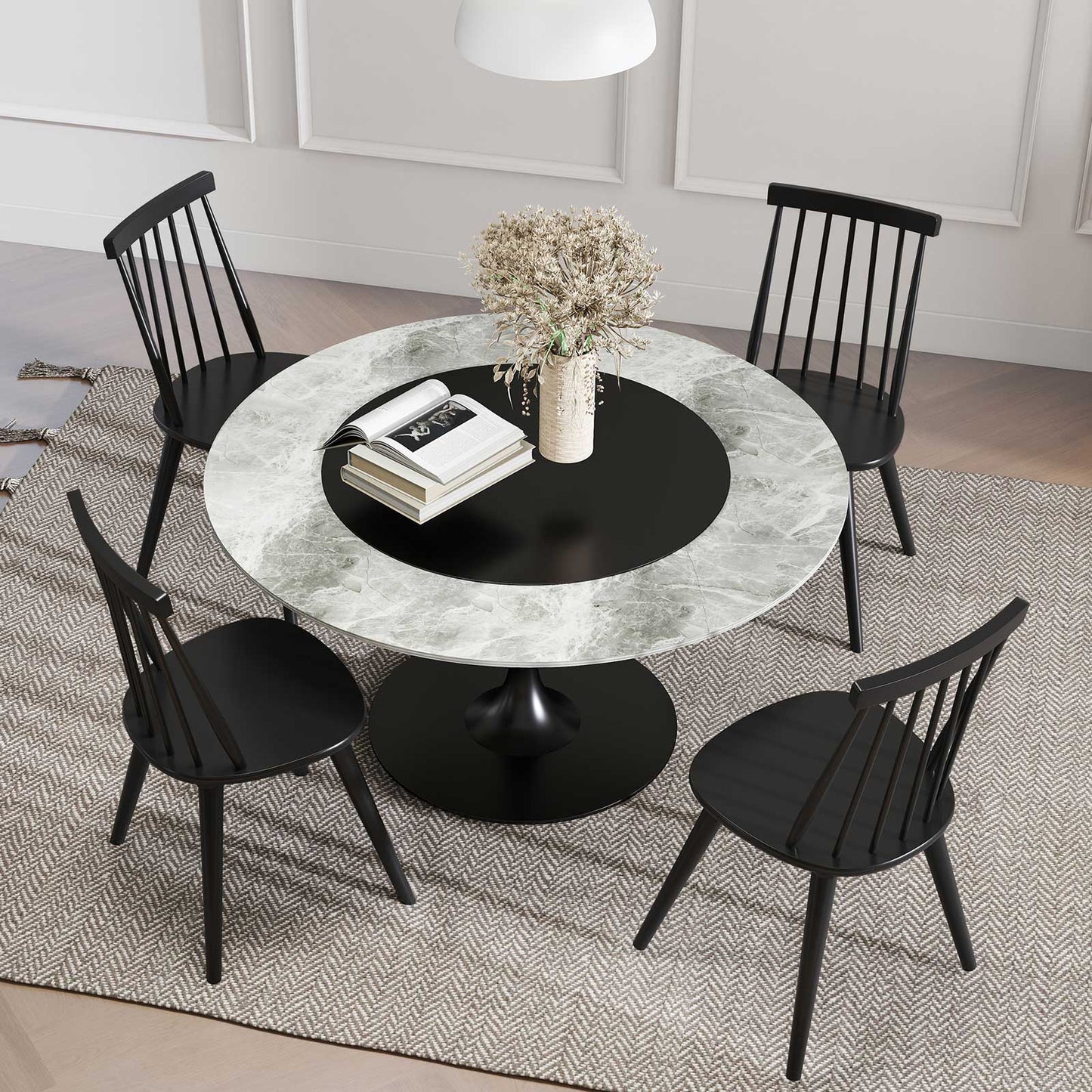Windsor Dining Chair Set of 2, Solid Rubber Wood, Black Dining Chairs at Gallery Canada