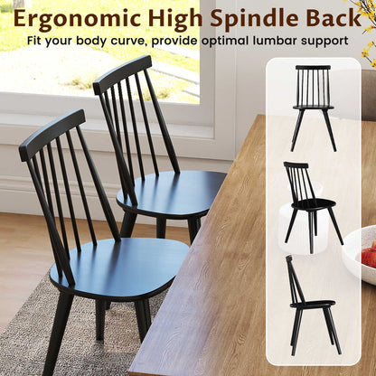 Windsor Dining Chair Set of 2, Solid Rubber Wood, Black Dining Chairs at Gallery Canada