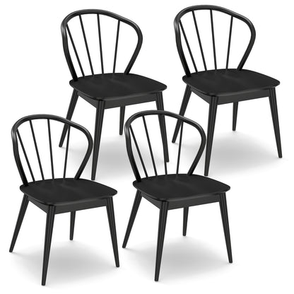 Windsor Dining Chairs Set of 4 with Spindle Backrest, Black Dining Chairs at Gallery Canada