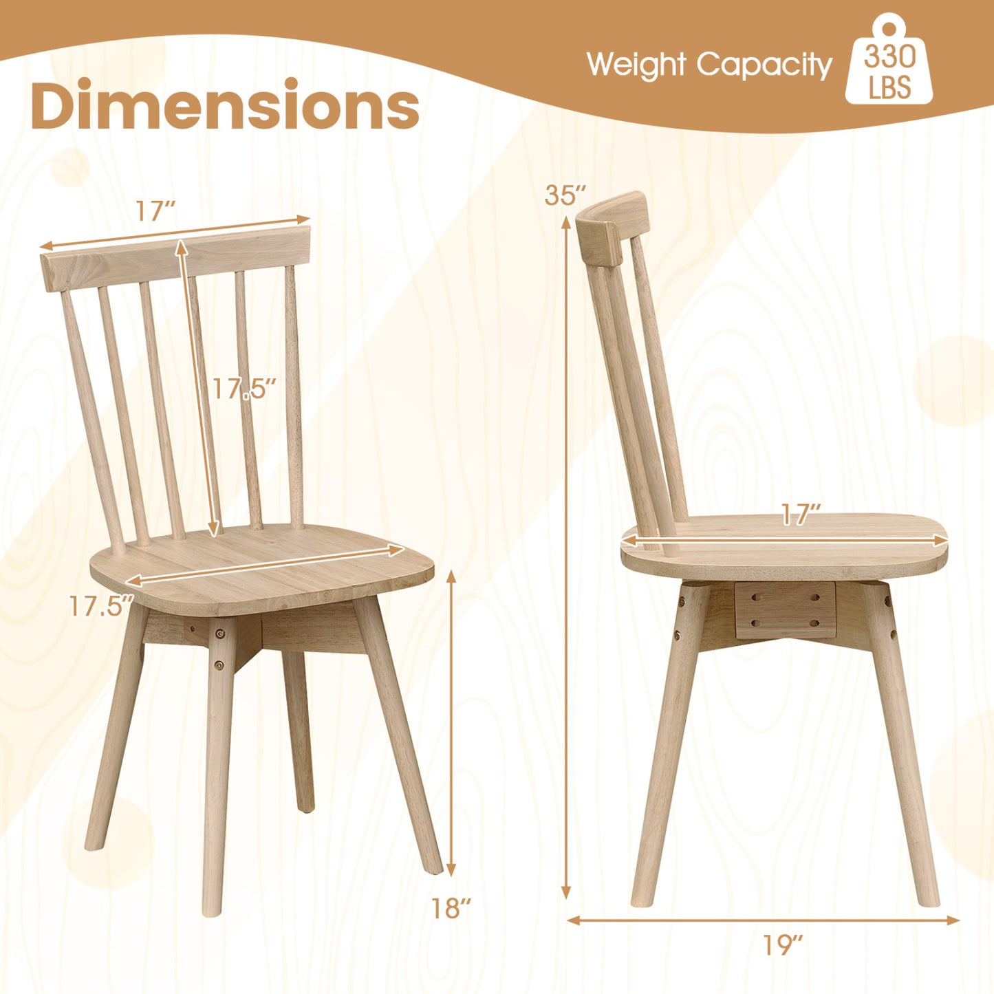 Mid Century Rubber Wood Dining Chairs, Set of 4, Swivel Seat, Natural Dining Chairs at Gallery Canada