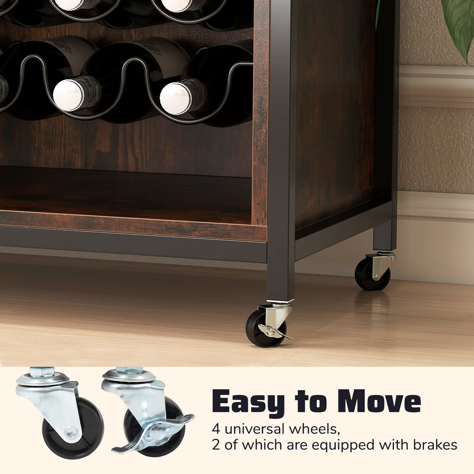 Wine Bar Cabinet, Adjustable Shelves, LED Light, Rustic Brown Wine Racks at Gallery Canada