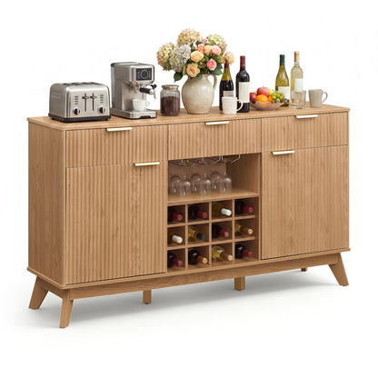Wine Bar Cabinet, 2 Doors, 3 Glass Holders, Natural Sideboards Cabinets & Buffets Natural at Gallery Canada
