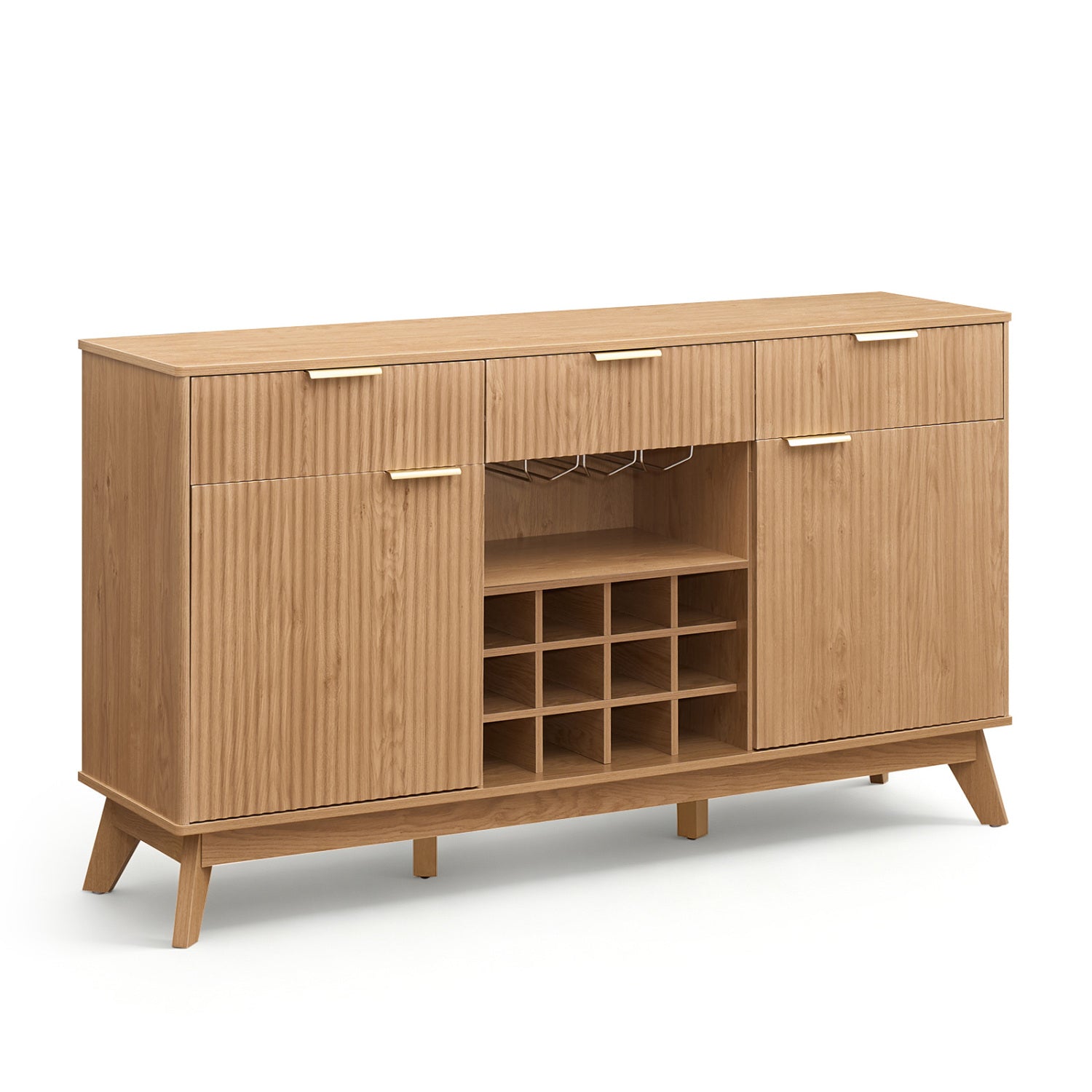 Wine Bar Cabinet, 2 Doors, 3 Glass Holders, Natural Sideboards Cabinets & Buffets at Gallery Canada