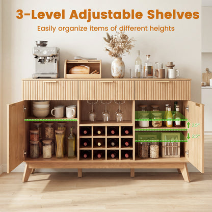 Wine Bar Cabinet, 2 Doors, 3 Glass Holders, Natural Sideboards Cabinets & Buffets at Gallery Canada