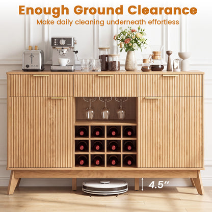 Wine Bar Cabinet, 2 Doors, 3 Glass Holders, Natural Sideboards Cabinets & Buffets at Gallery Canada