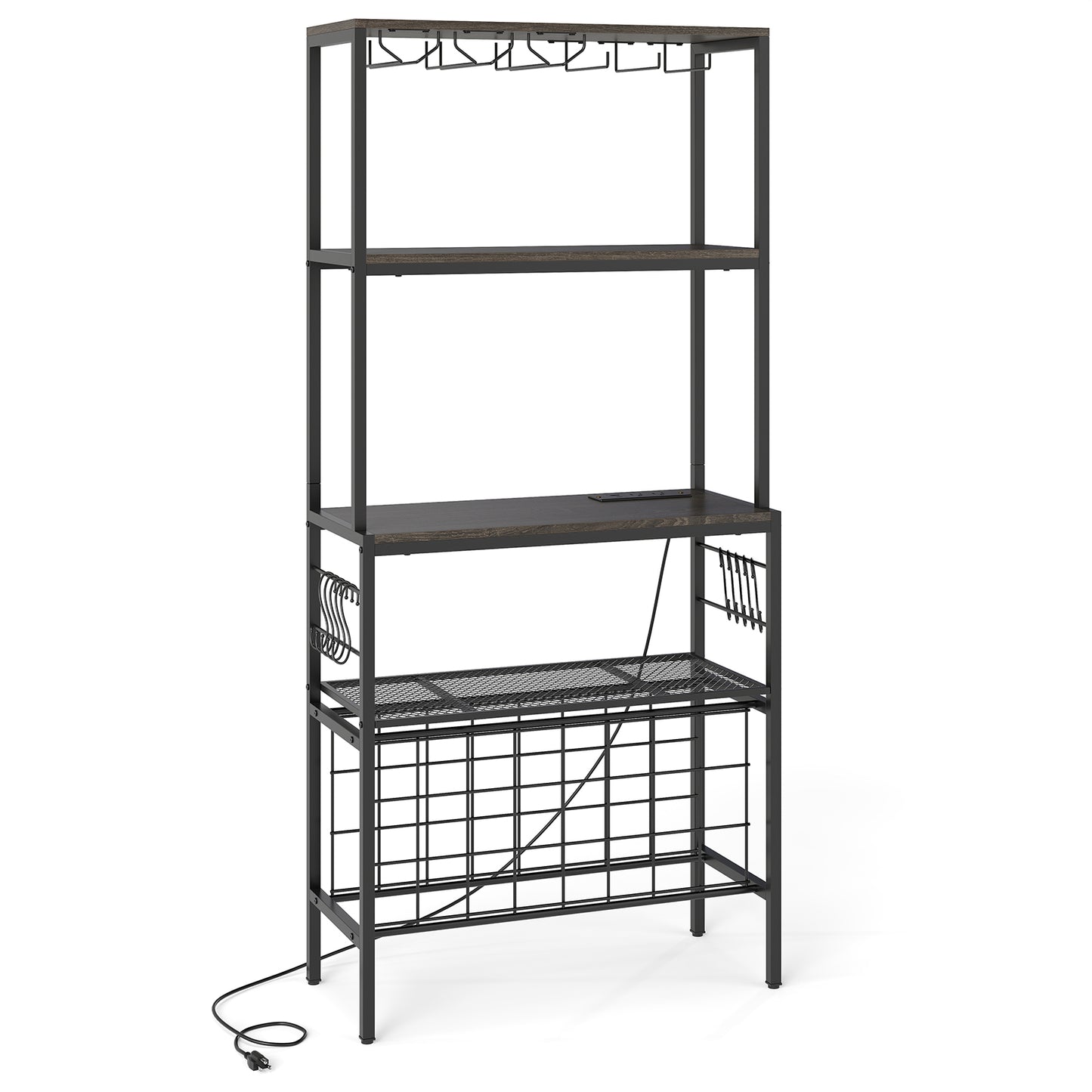 Wine Organizer With Power Outlet, Bottle Holders, Gray Wine Racks Gray at Gallery Canada