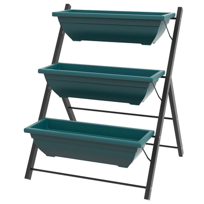 3-Tier Vertical Garden Planter, Outdoor Plant Stand for Vegetables Flowers Plant Stands Green, Black at Gallery Canada