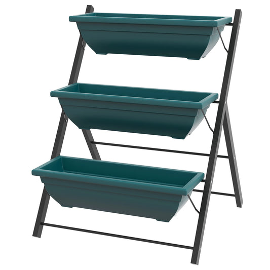 3-Tier Vertical Garden Planter, Outdoor Plant Stand for Vegetables Flowers Plant Stands Green, Black at Gallery Canada